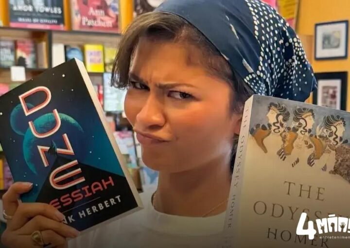 Zendaya visita livraria e posa com livros que inspiram seus próximos filmes